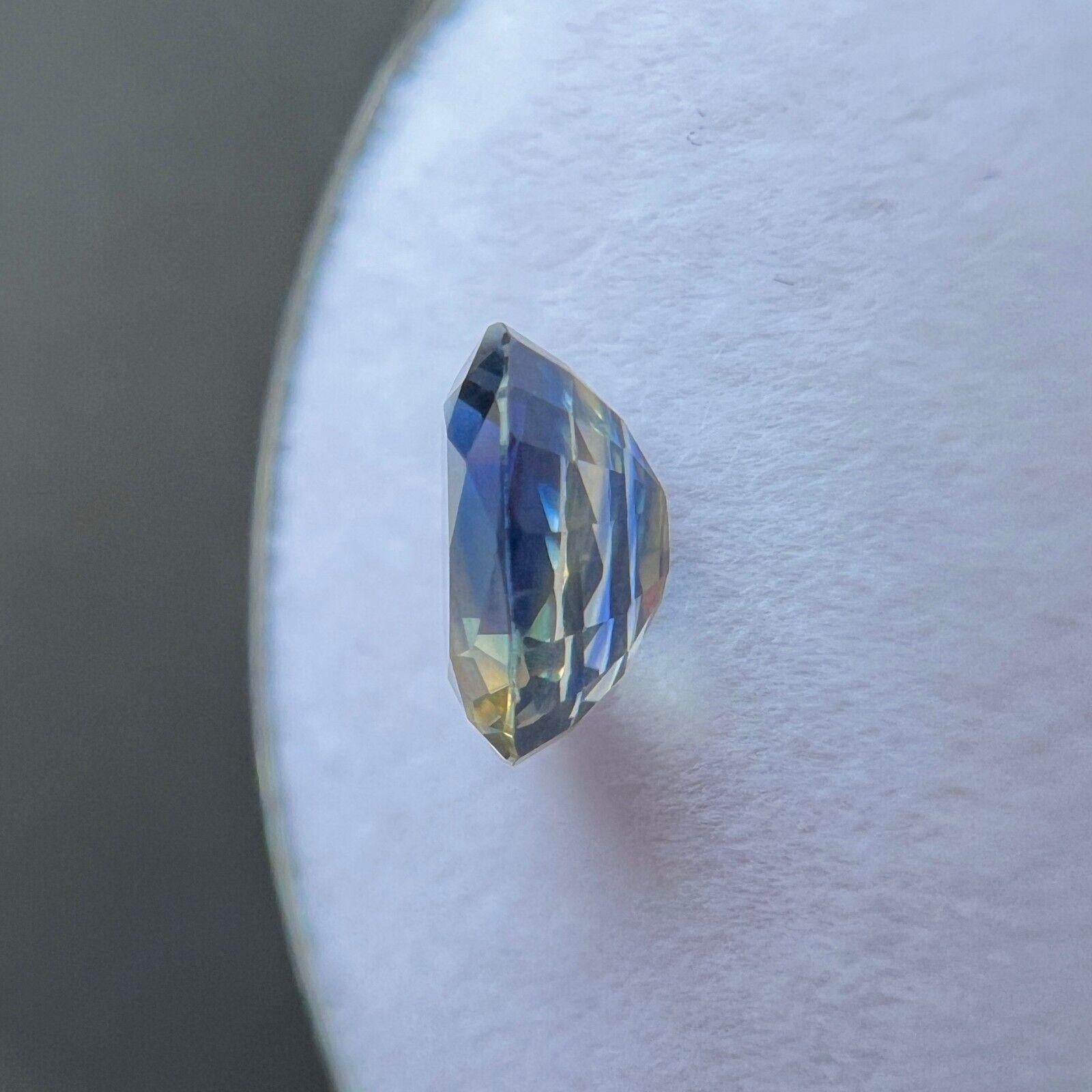 1,29ct Zafiro natural de color parcial Azul Amarillo Gema de Ceilán de talla oval 7,2x5,8mm en venta 1
