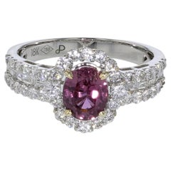 1,29 Karat natürlicher rosa Saphir 18 Karat Weißgold Ring