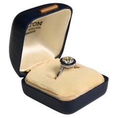 Old European Cut Diamond Sapphire Halo Ring (Approx. 1.20-Carats), Platinum