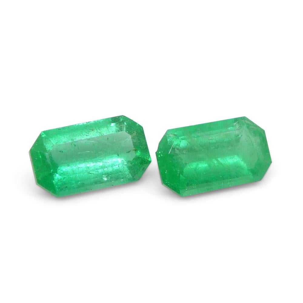 1.29ct Pair Emerald Cut Green Emerald from Colombia For Sale 6