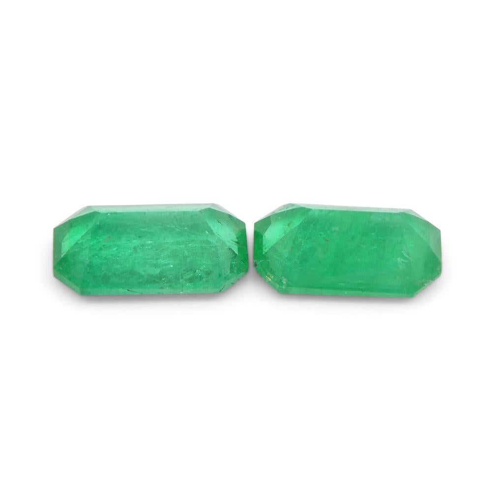 1.29ct Pair Emerald Cut Green Emerald from Colombia For Sale 4