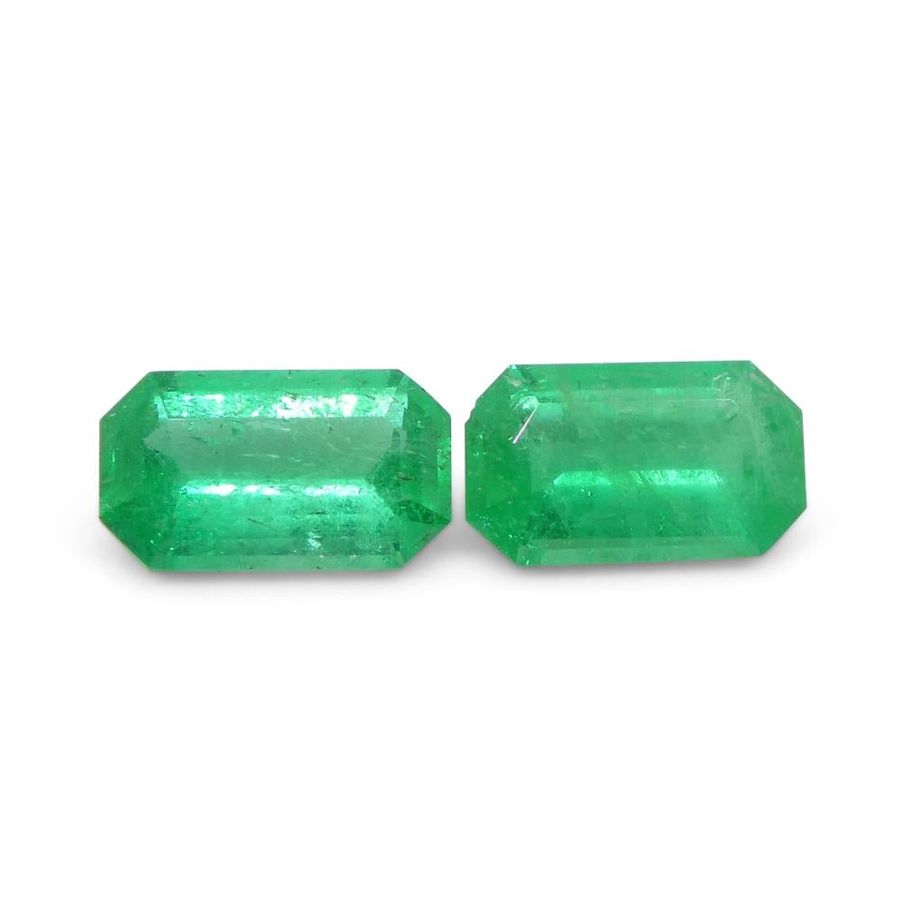 1.29ct Pair Emerald Cut Green Emerald from Colombia For Sale 5