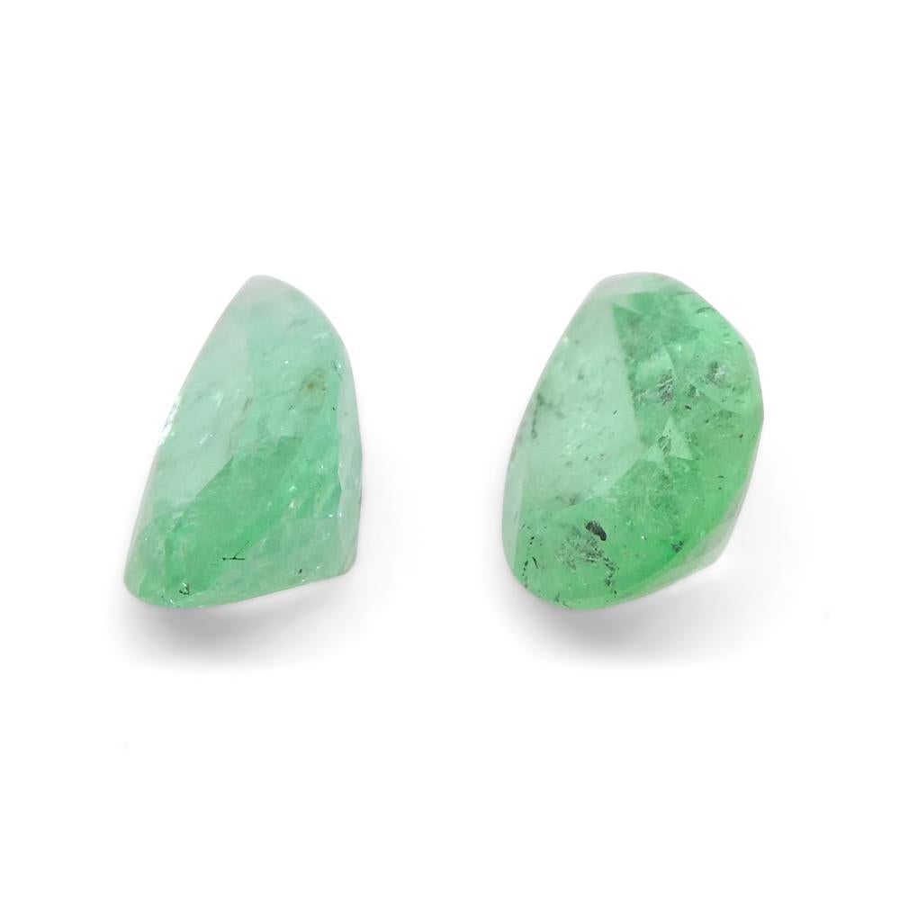 1.29ct Pair Pear Green Emerald from Colombia For Sale 6