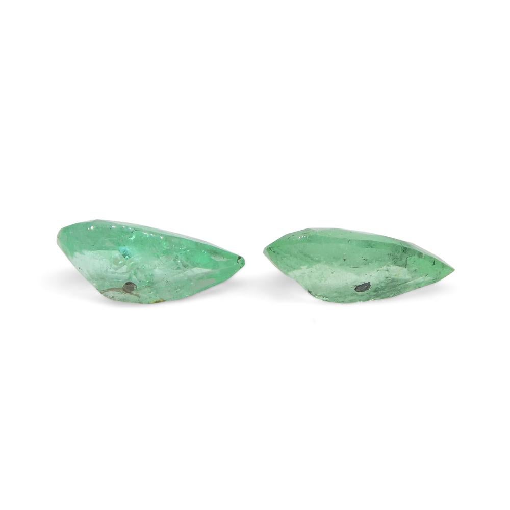 1.29ct Pair Pear Green Emerald from Colombia For Sale 7