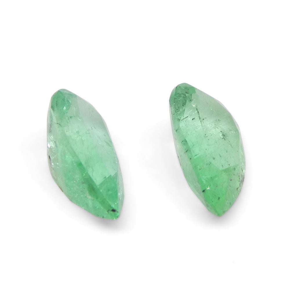 1.29ct Pair Pear Green Emerald from Colombia For Sale 8
