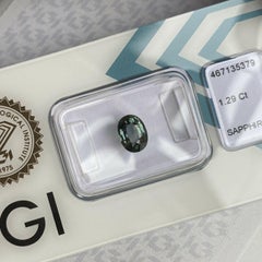 1.29ct Untreated Green Blue Sapphire IGI Certified Unheated Oval Cut Gem