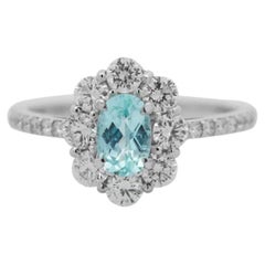 1.29 Carats Diamond & Paraiba Tourmaline Platinum Halo Ring