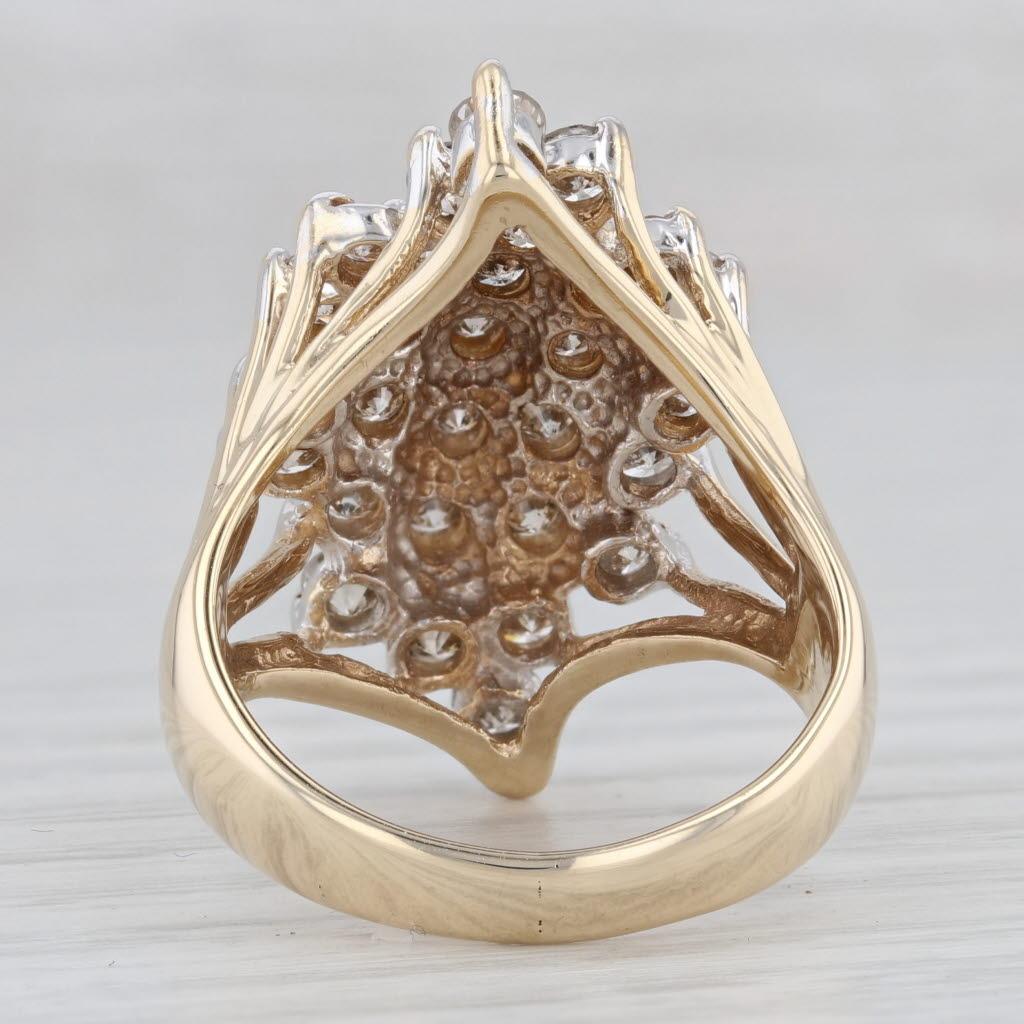Women's 1.29ctw Diamond Cluster Ring 14k Gold Size 7.5 Cocktail Cluster