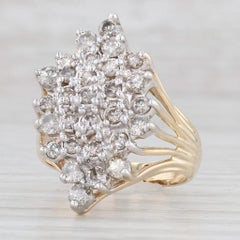 1.29ctw Diamond Cluster Ring 14k Gold Size 7.5 Cocktail Cluster