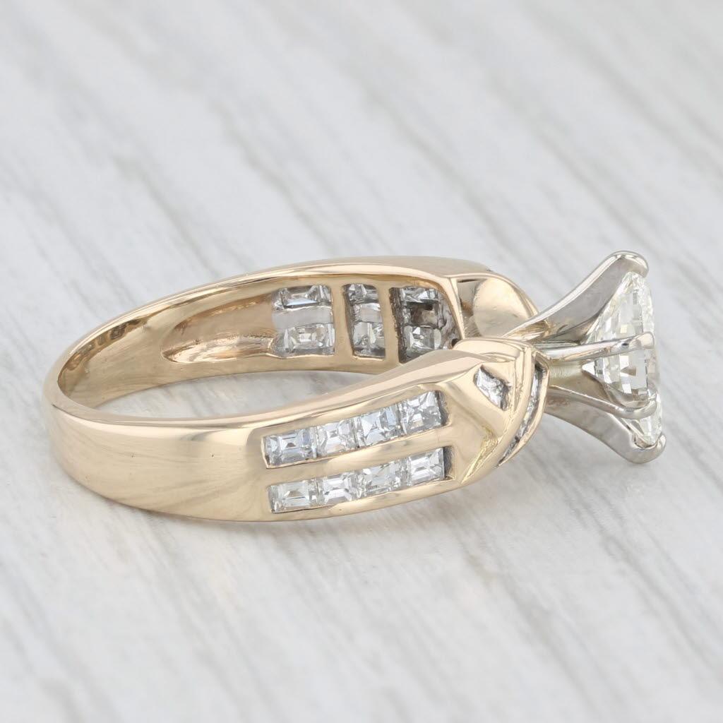 Gemstone Information:
- Natural Diamond -
Carats - 0.62ct 
Cut - Marquise
Color - 0.62ct
Clarity - SI1 

- Natural Diamonds -
Total Carats - 0.67ctw
Cut - Baguette
Color - G - H
Clarity - VS2 - SI2

Metal: 14k Yellow Gold
Weight: 3.9 Grams 
Stamps: