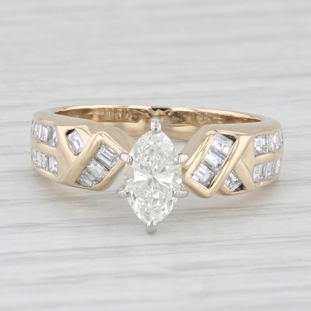 1.29ctw Marquise Diamond Engagement Ring 14k Yellow Gold Size 5.75 1