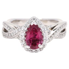 1.29ctw Tourmaline, Sapphire and Diamond Engagement Ring, Platinum, Ring Size 5