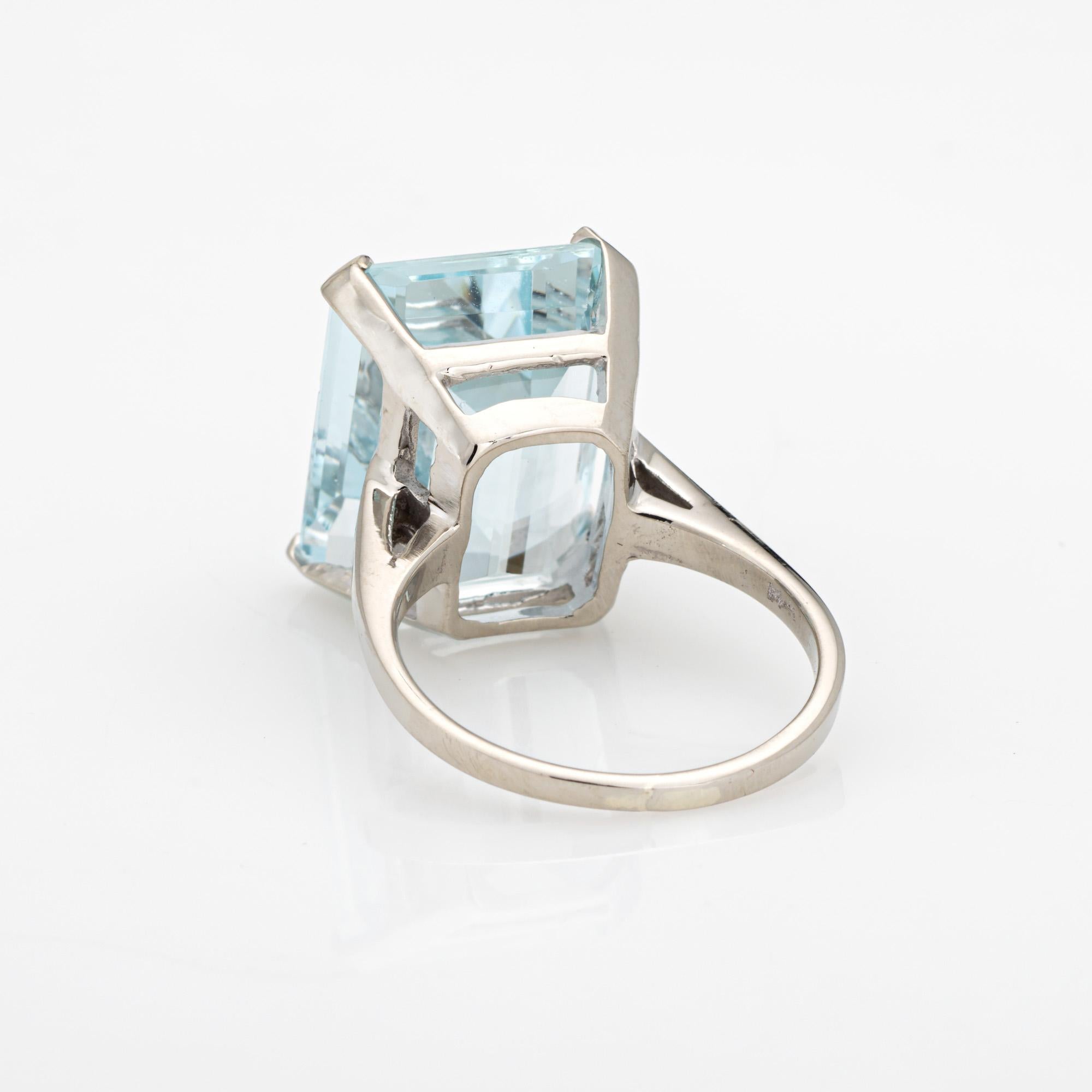 Women's 12ct Aquamarine Ring 14k White Gold Sz 6.5 Cocktail Emerald Cut Fine Jewelry