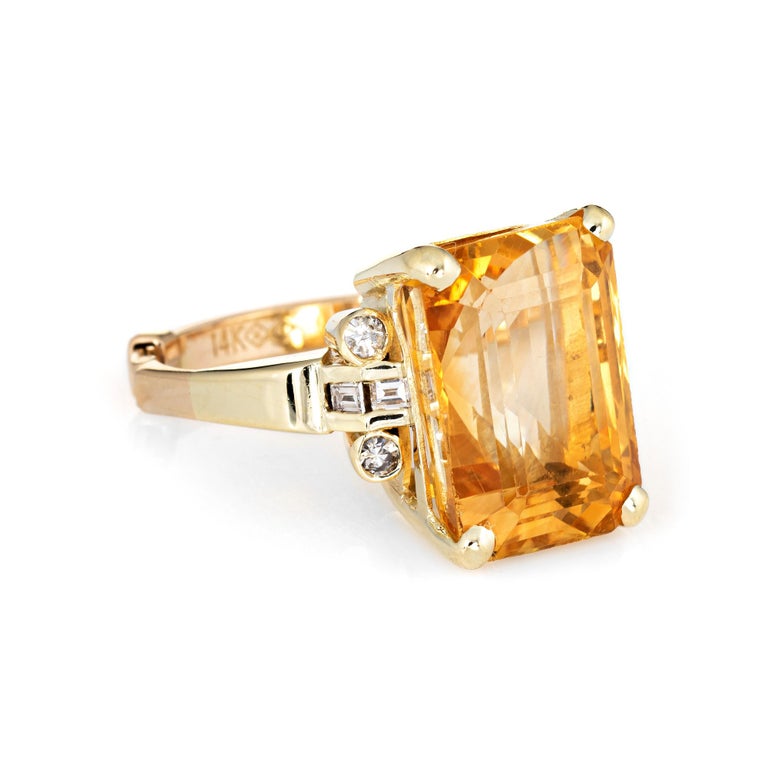 12 Carat Citrine Diamond Ring Vintage 14k Gold Arthritis Band Estate Jewelry at 1stDibs estate