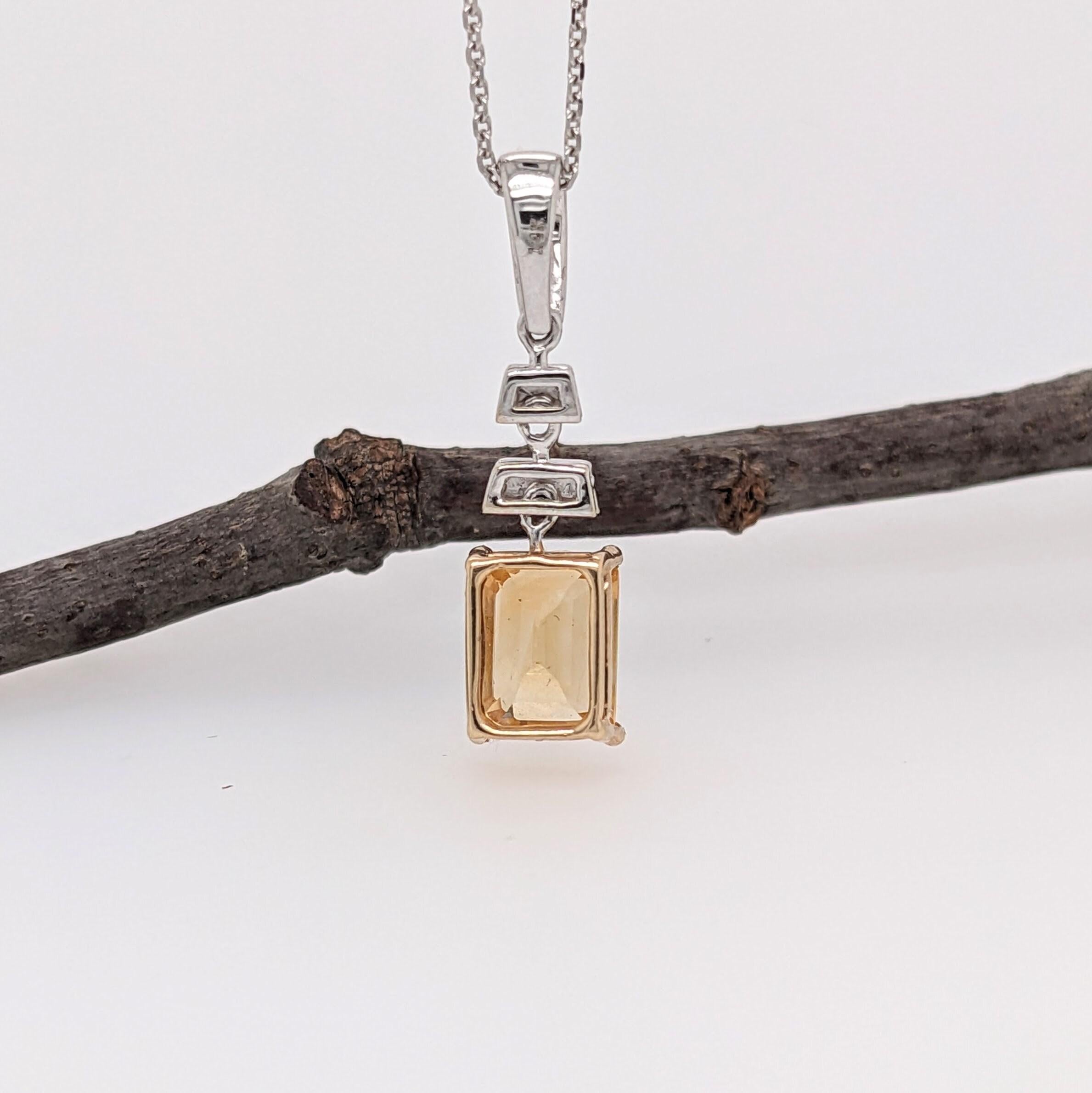 Moderne Pendentif 1.2ct Citrine avec diamants en or massif 14k Dual Tone EM 8x6 en vente