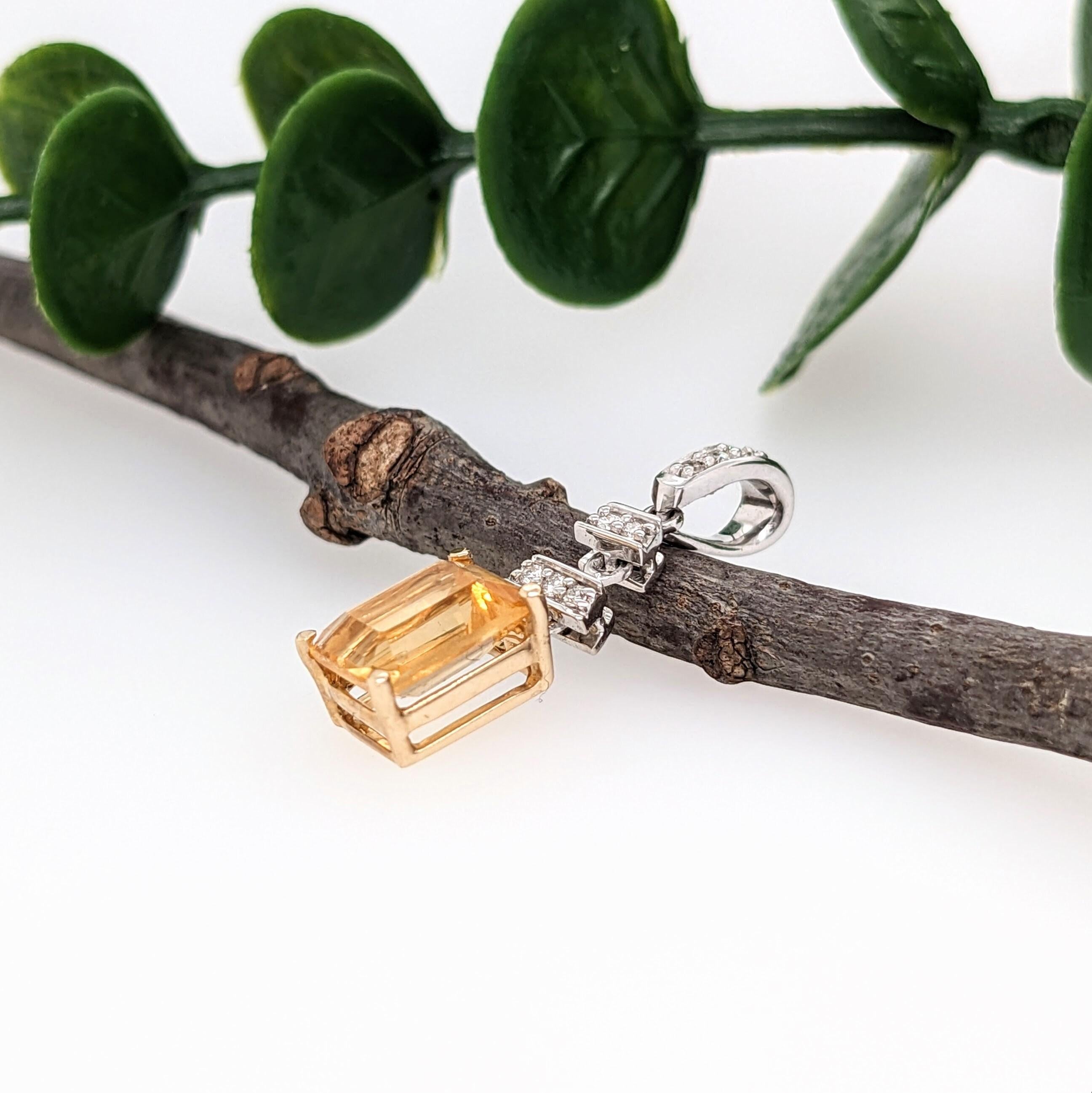 Pendentif 1.2ct Citrine avec diamants en or massif 14k Dual Tone EM 8x6 Neuf - En vente à Columbus, OH
