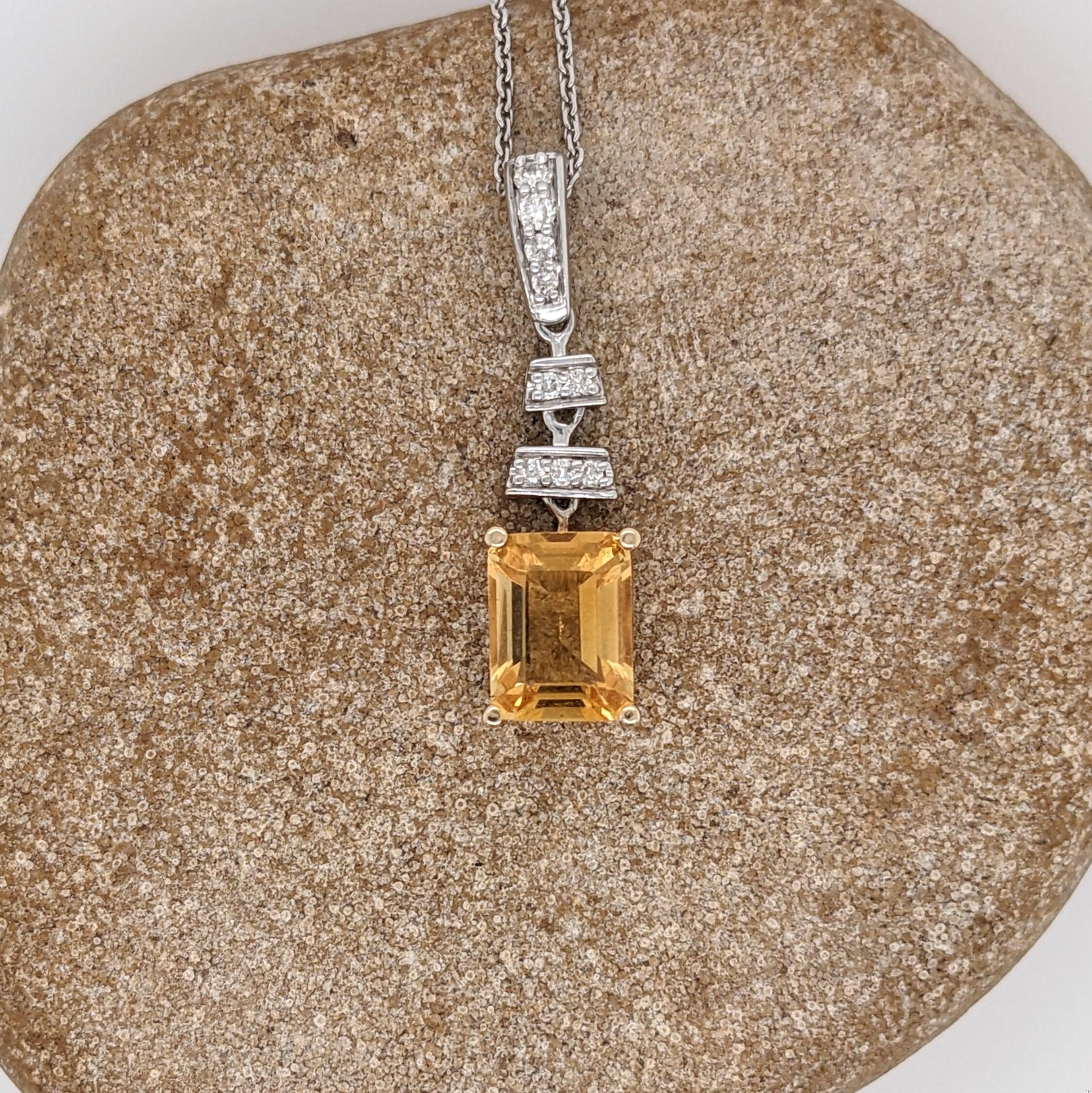Pendentif 1.2ct Citrine avec diamants en or massif 14k Dual Tone EM 8x6 Pour femmes en vente