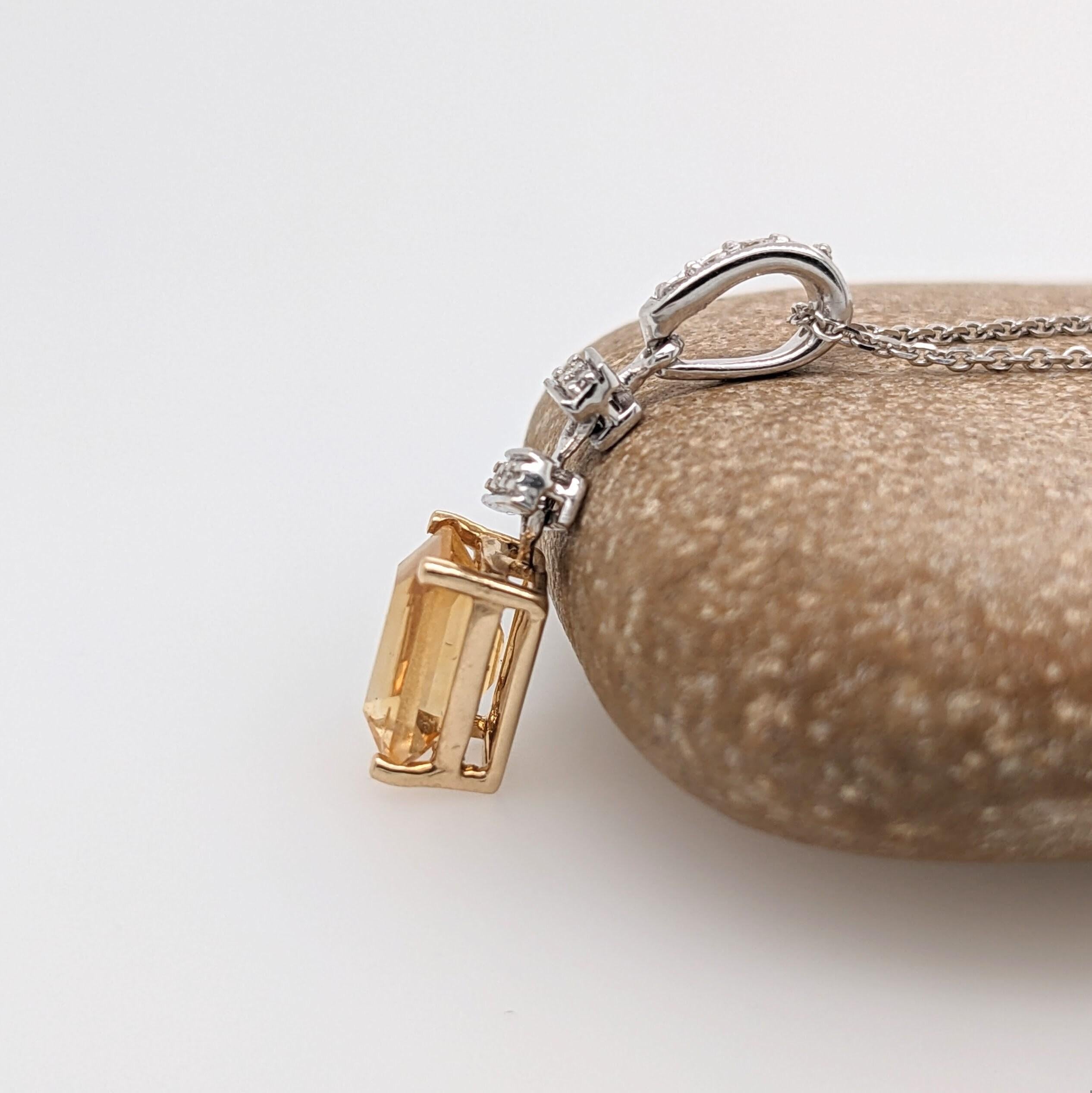 Pendentif 1.2ct Citrine avec diamants en or massif 14k Dual Tone EM 8x6 en vente 1