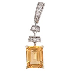 Colgante de citrino de 1,2 ct con diamantes extraídos de la tierra en oro macizo de 14k de dos tonos EM 8x6