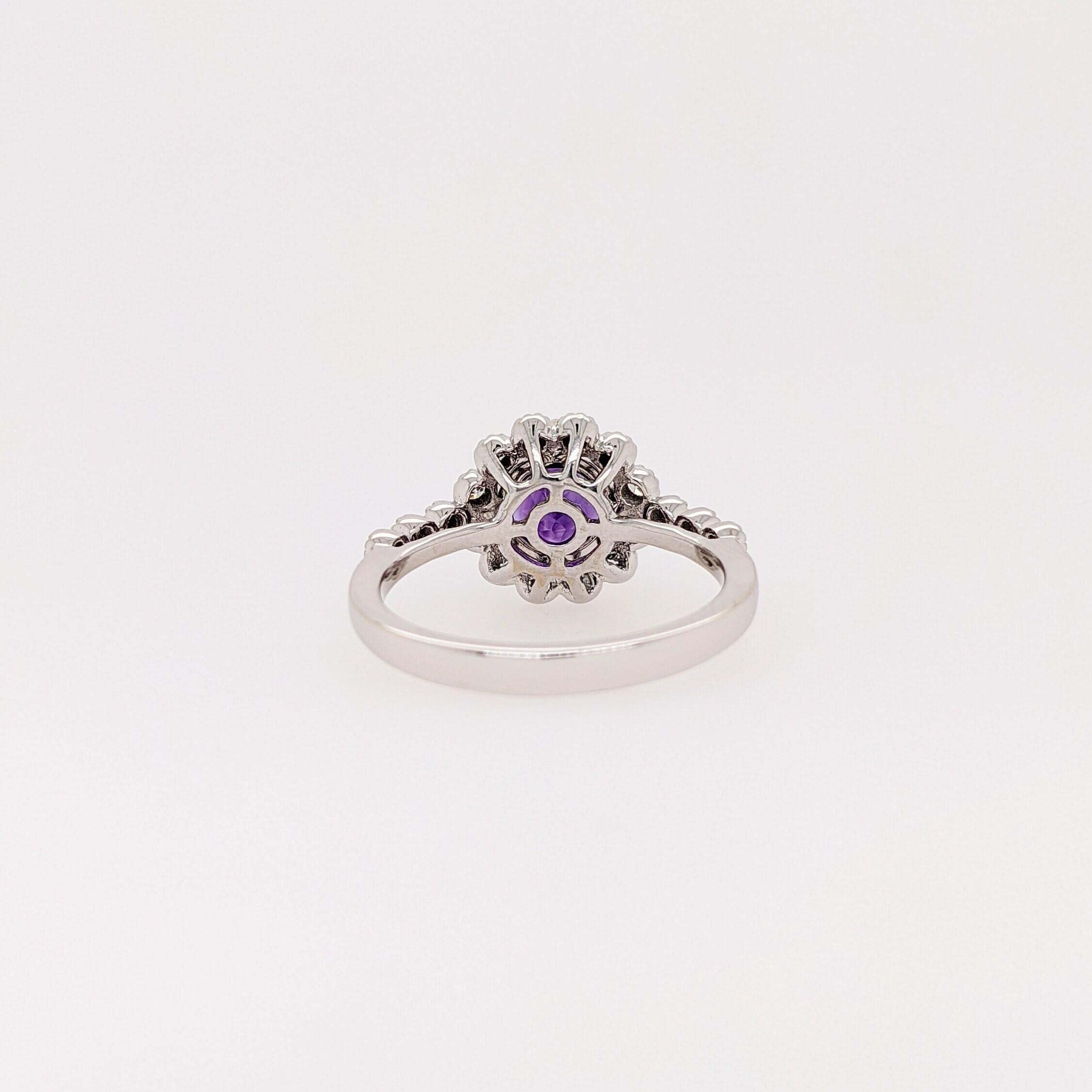 1.2ct Deep Purple Amethyst Ring w Earth Mined Diamonds in Solid 14k Gold For Sale 3