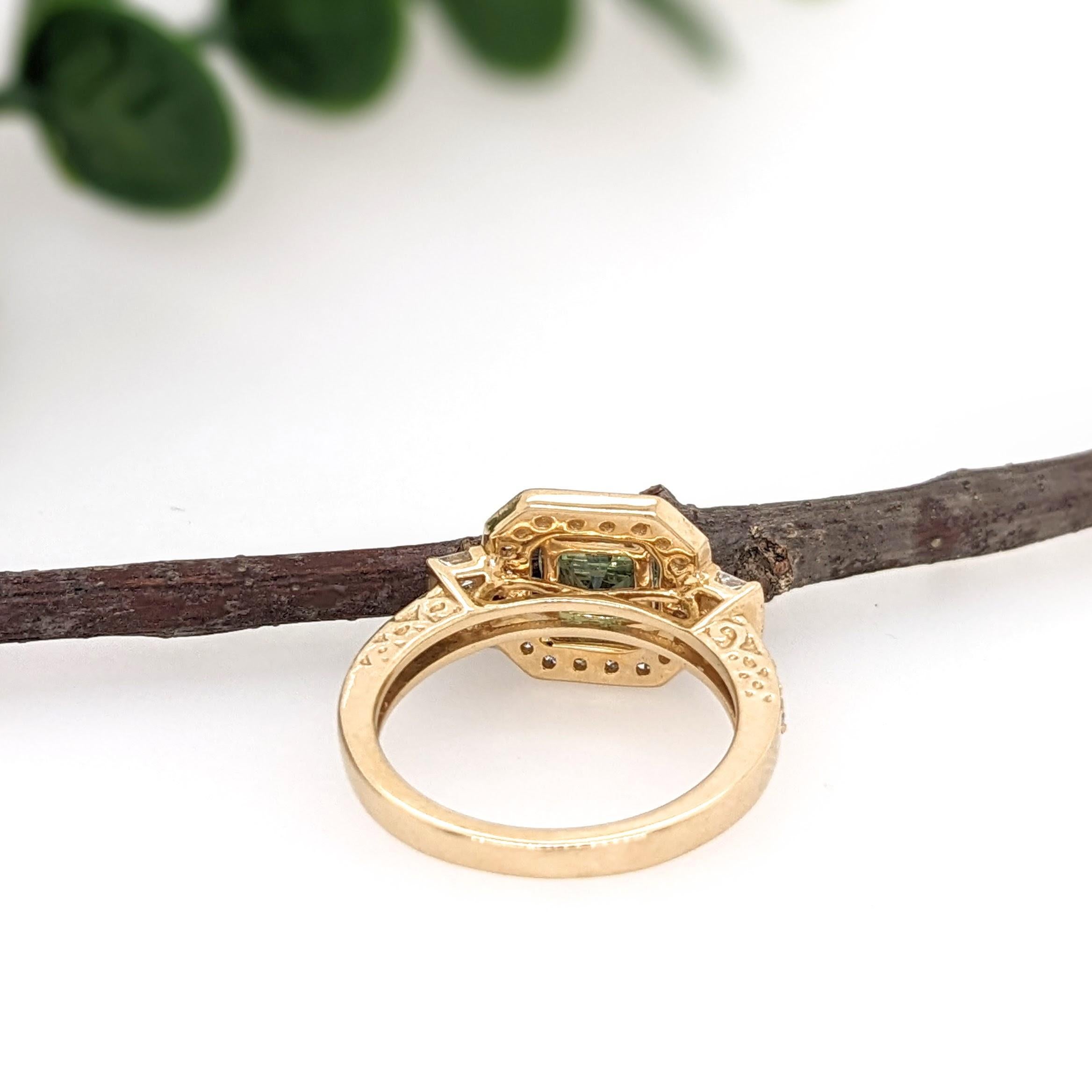 1.2ct Demantoid Ring w Earth Mined Diamonds in Solid 14K Gold Round 6.3mm In New Condition In Columbus, OH