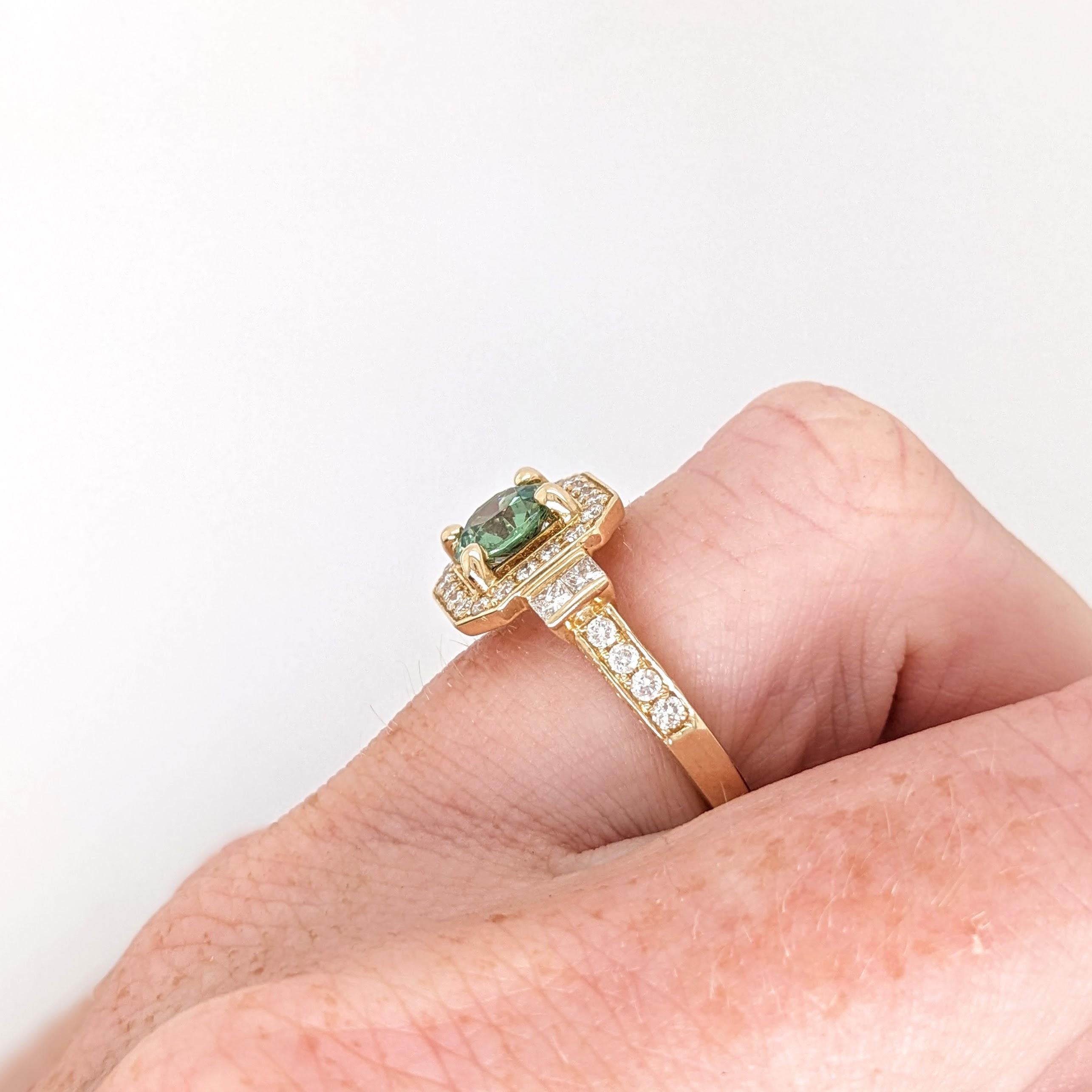 1.2ct Demantoid Ring w Earth Mined Diamonds in Solid 14K Gold Round 6.3mm 2