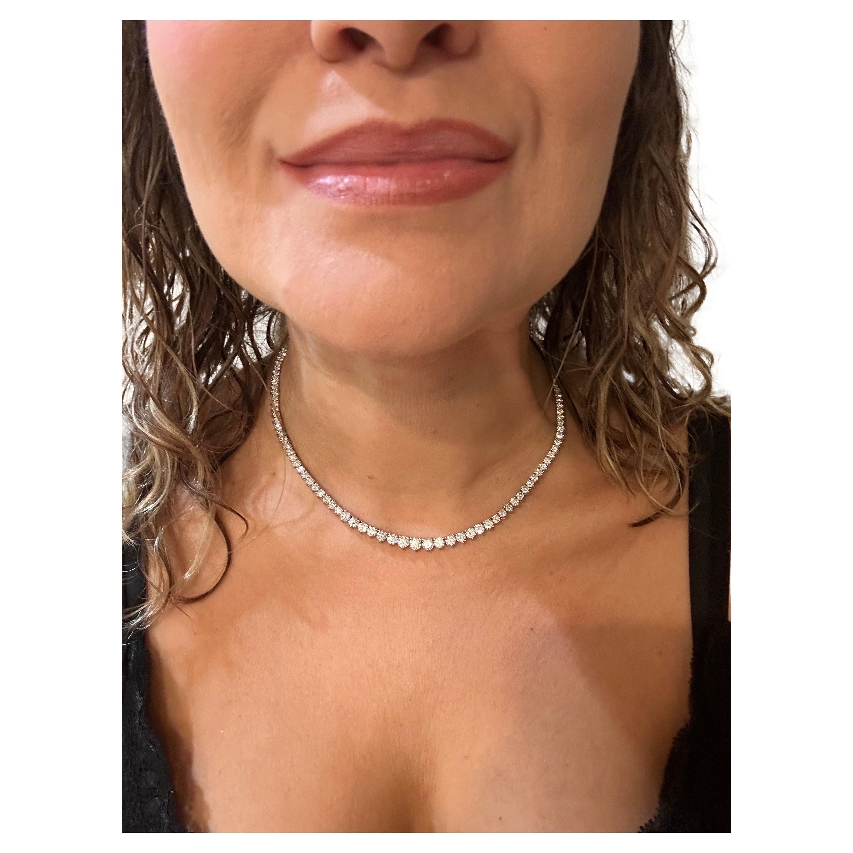 12ct Diamond tennis necklace moissanite necklace  For Sale