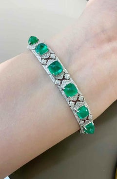 12ct Emerald Diamond Bracelet PT950 Platinum Fluorescent Gemstones