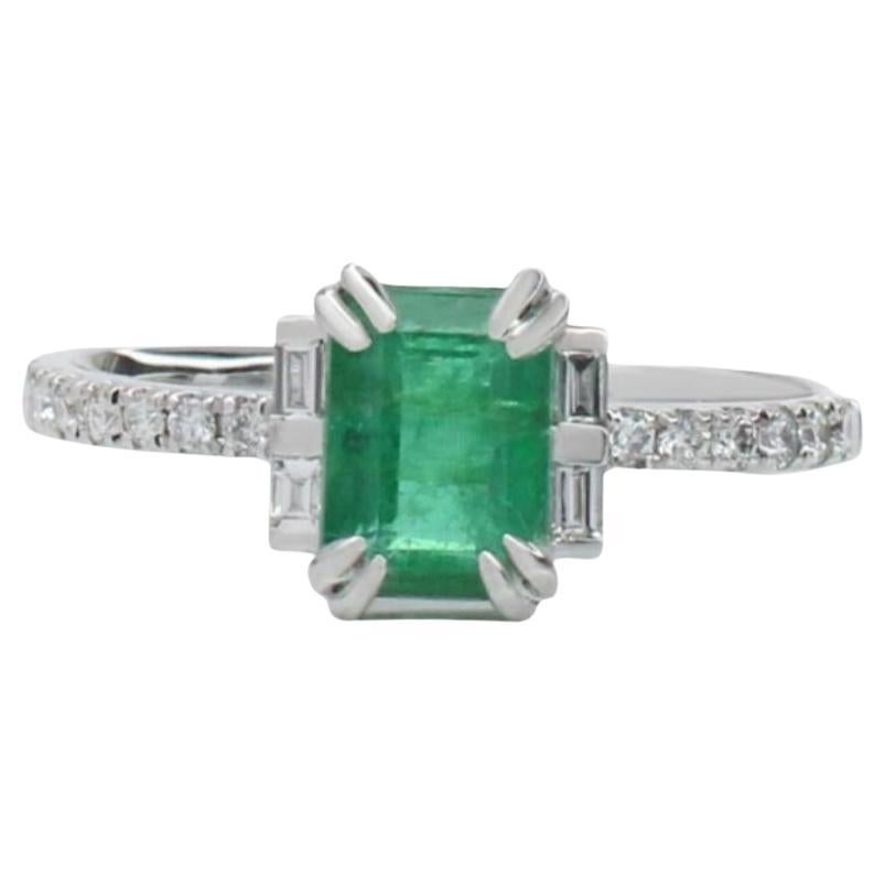 1.2ct Emerald Ring w Earth Mined Diamonds in Solid 14K Gold  EM 7x5mm