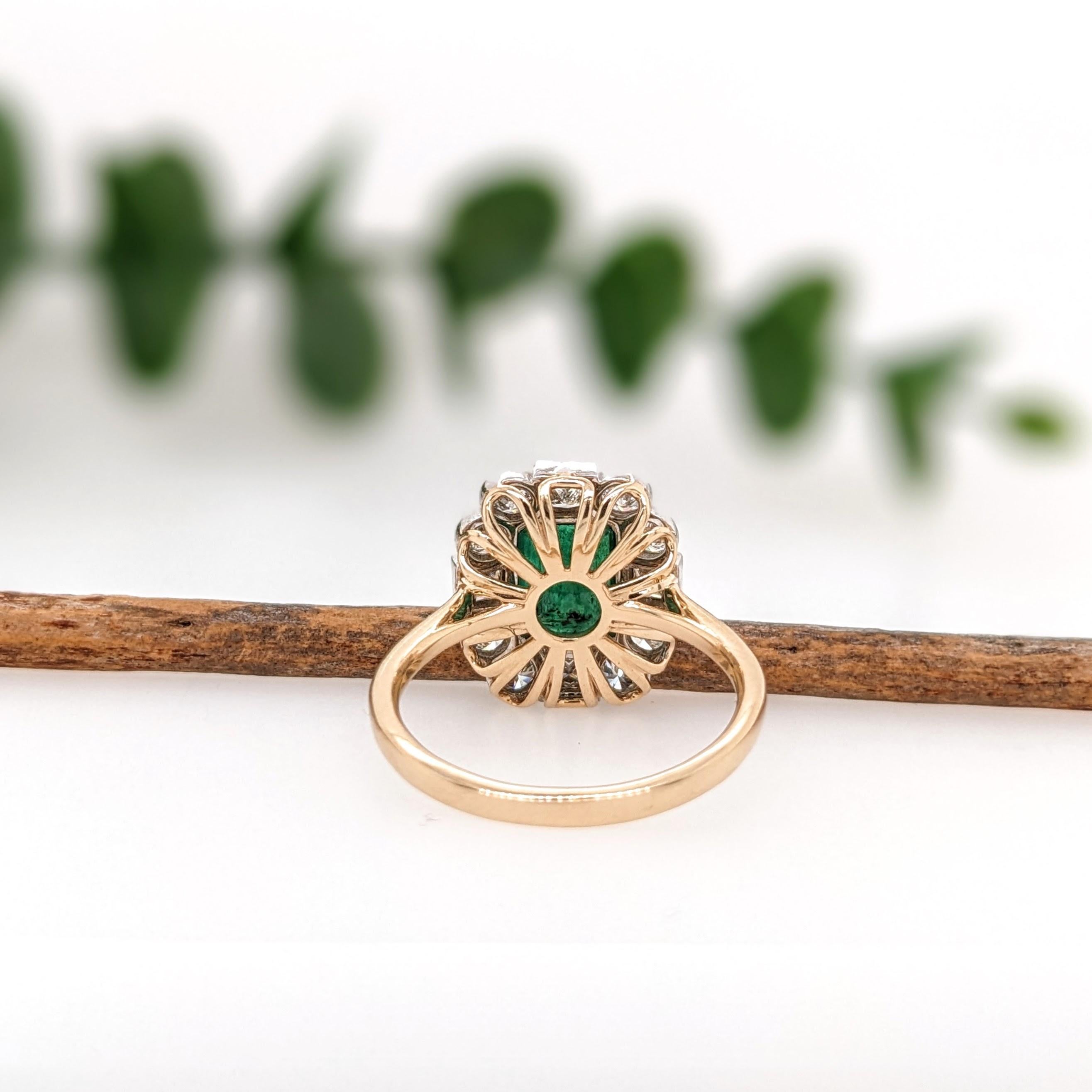 Bague en or massif Dual Tone avec émeraude de 1,2 ct et diamants minés en terre  EM 8x6mm Neuf - En vente à Columbus, OH