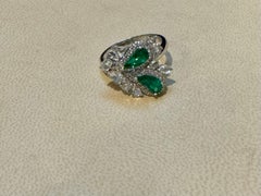 1.2Ct Finest Zambian Fancy pear  Emerald & 1.3 Ct Diamond Ring, 18 Kt Gold , 7