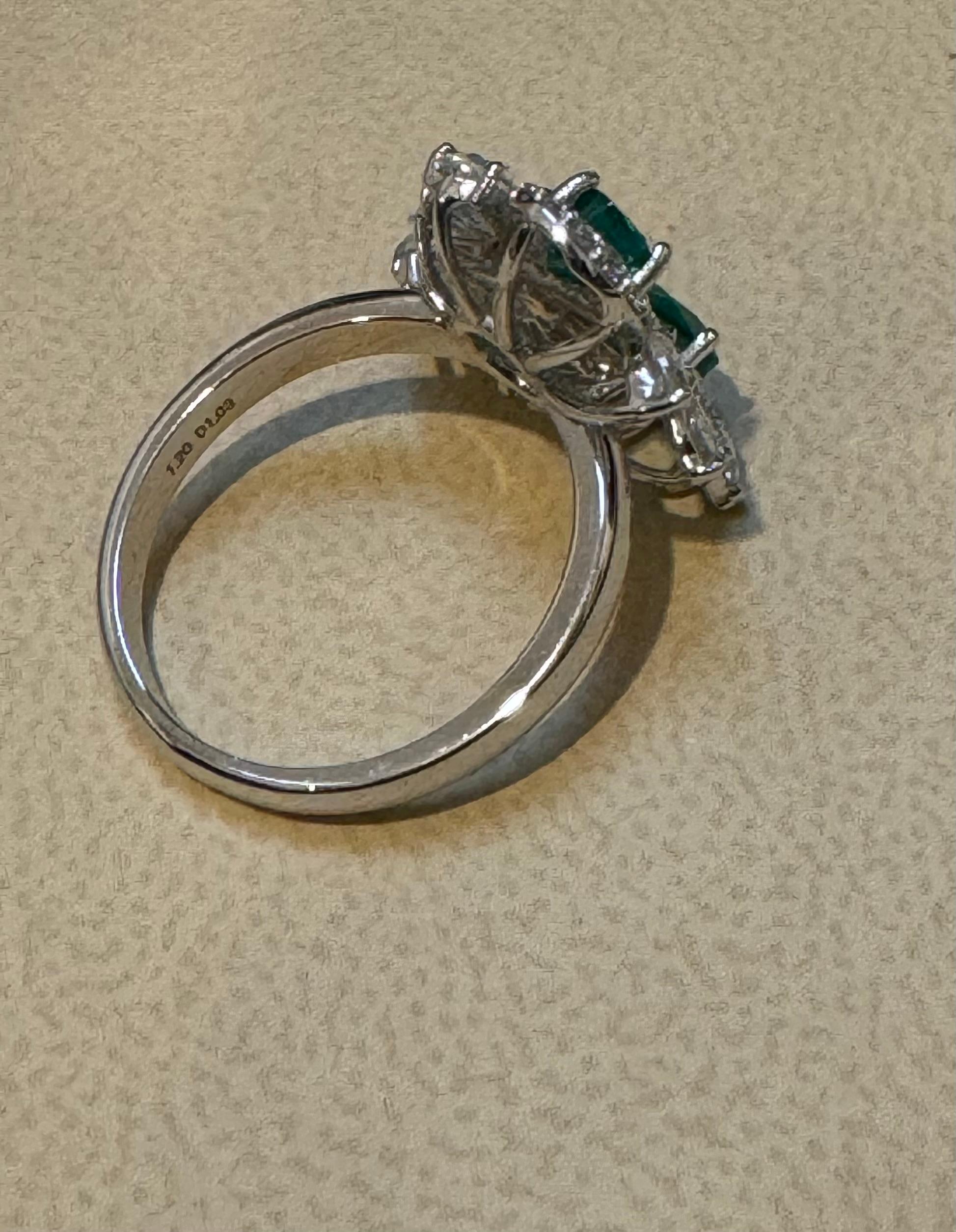 1.2Ct Finest Zambian Fancy pear  Emerald & 1.3 Ct Diamond Ring, 18 Kt Gold , 7 In Excellent Condition For Sale In New York, NY