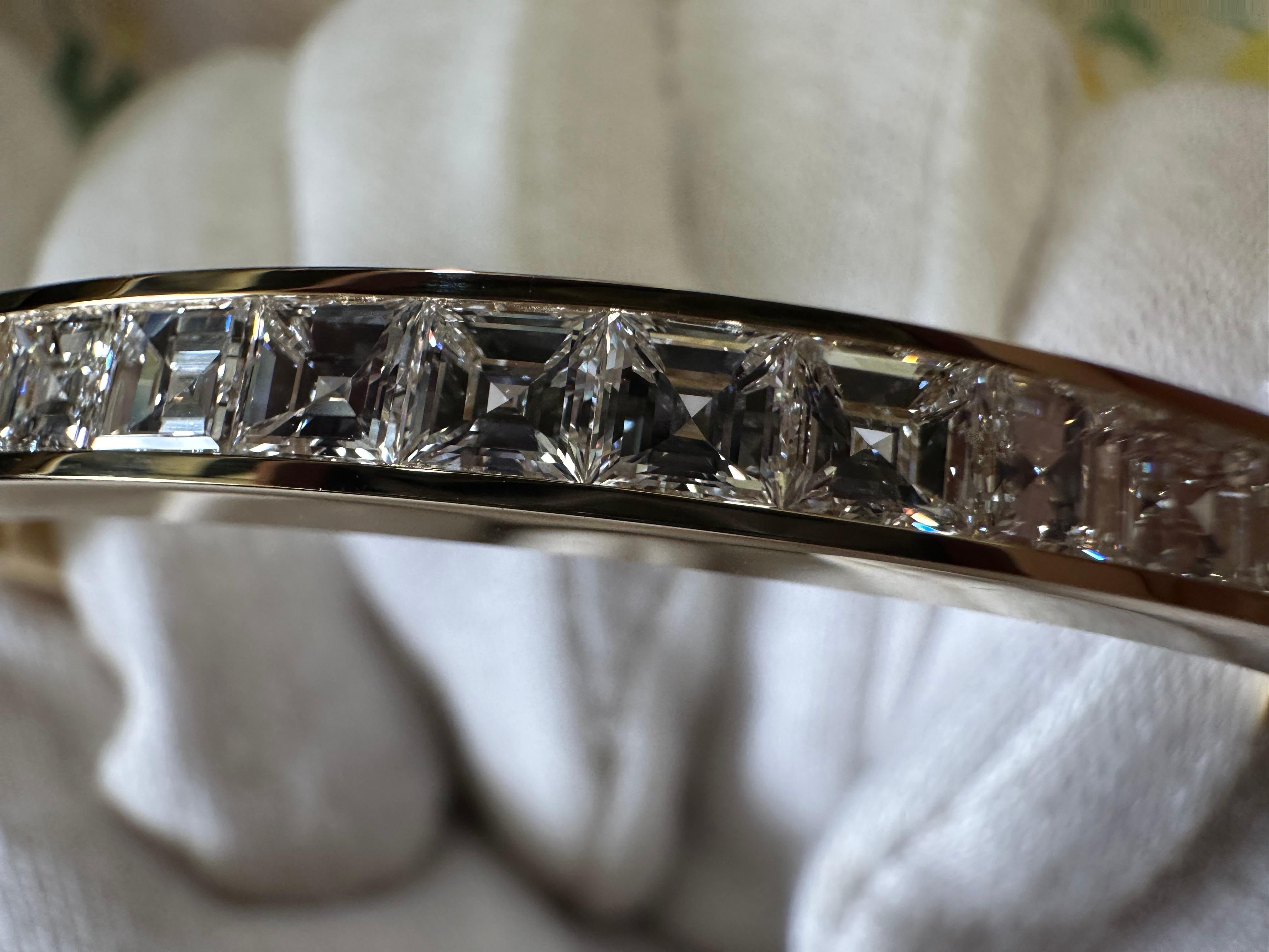 Princess Cut 12ct Luxury bangle bracelet 18KT gold For Sale