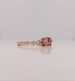 1.2ct Morganite Ring with Diamond Accents in Solid 14K Rose Gold Oval 9x7mm