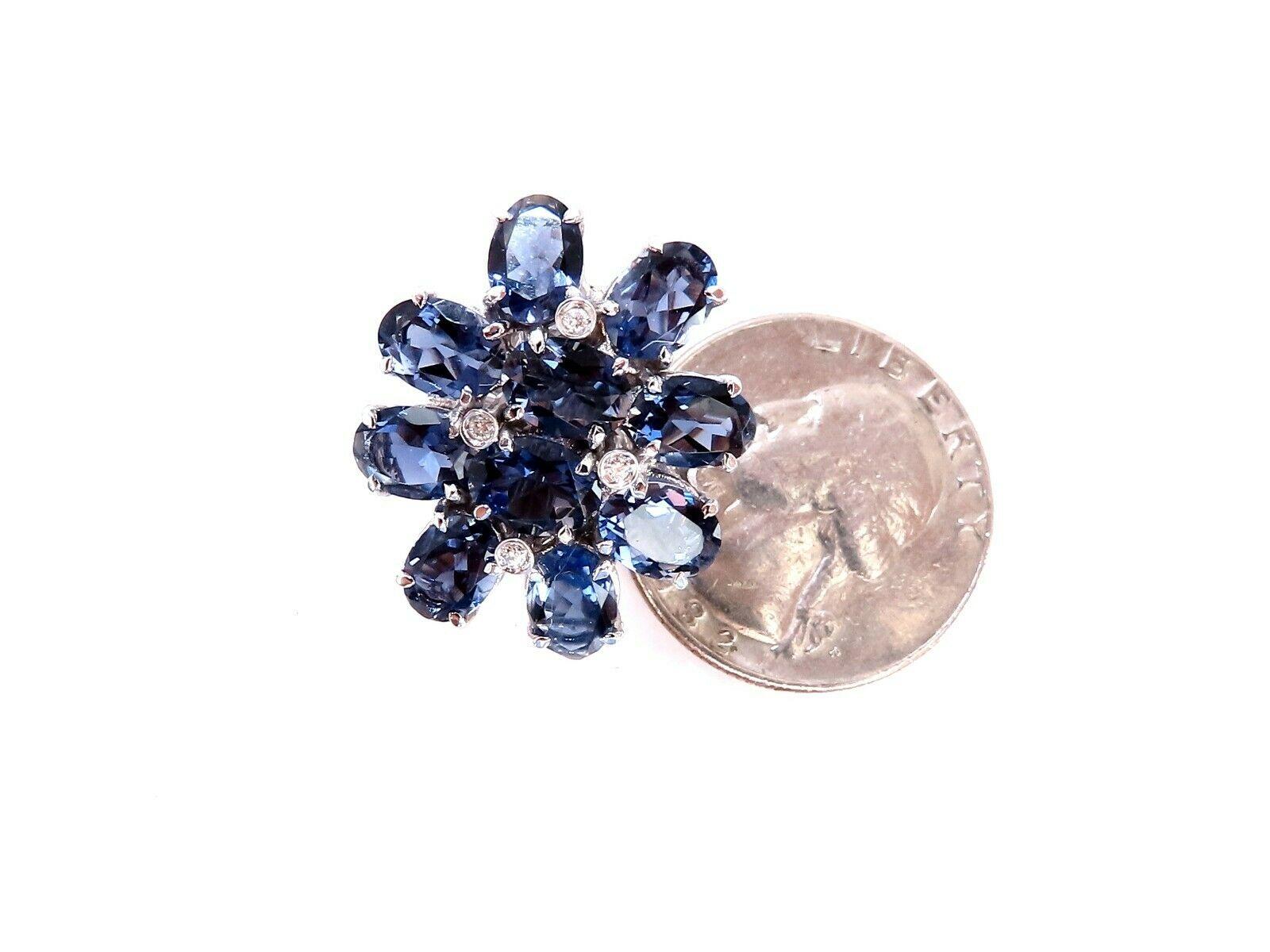 12 Karat natürliche ovale lila Iolith-Diamant-Clip-Ohrringe 18kt (Ovalschliff) im Angebot