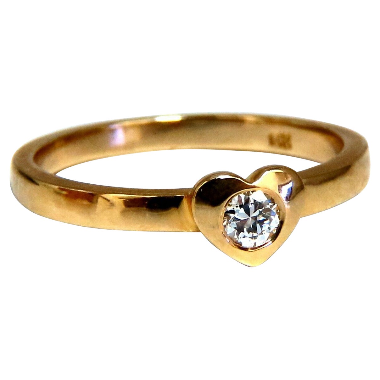.12ct Natürliche Runde Diamant Herz Solitär Petite Ring 14kt*