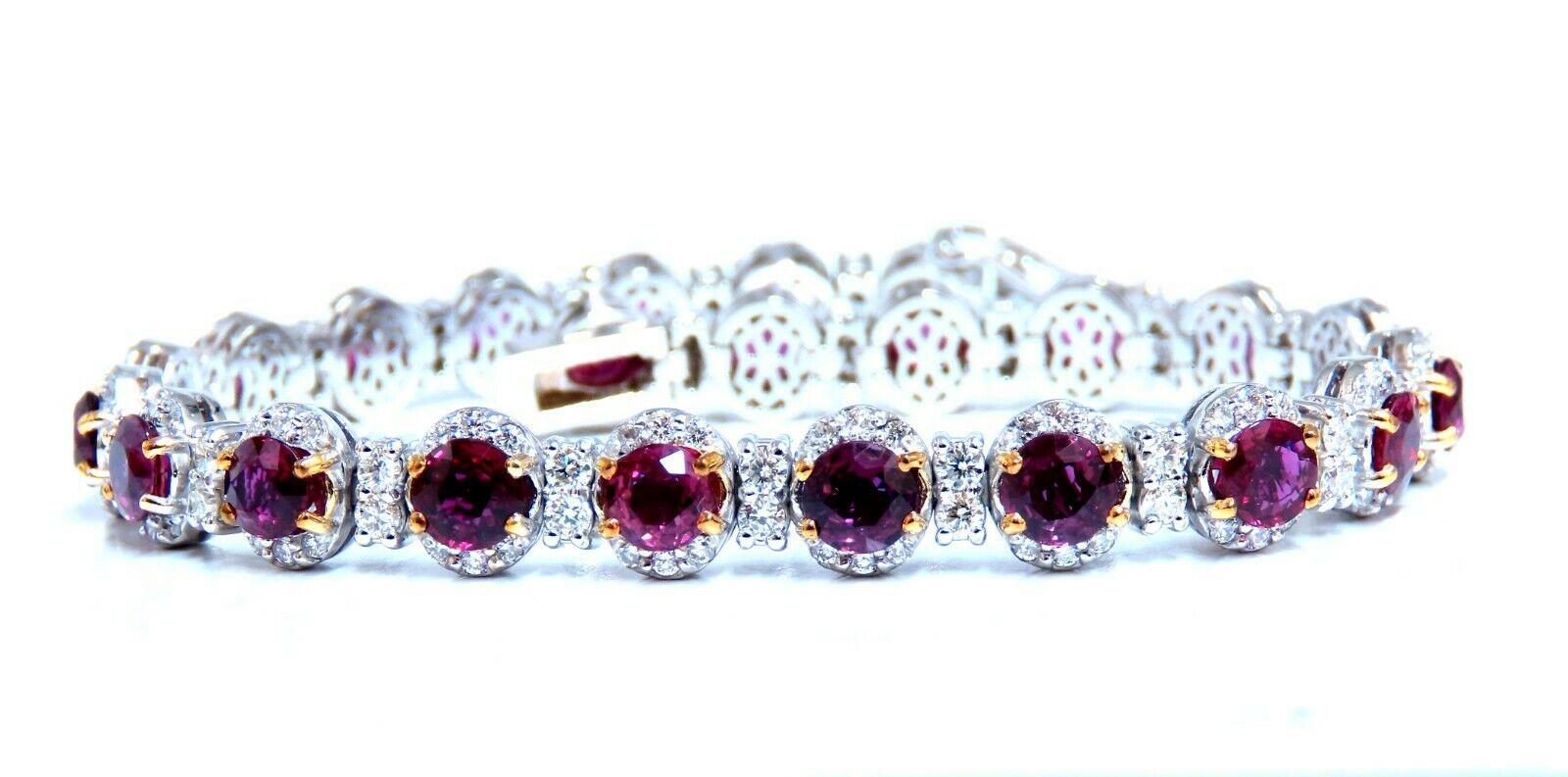 12ct Natural Ruby Diamonds Bracelet 14kt In New Condition For Sale In New York, NY
