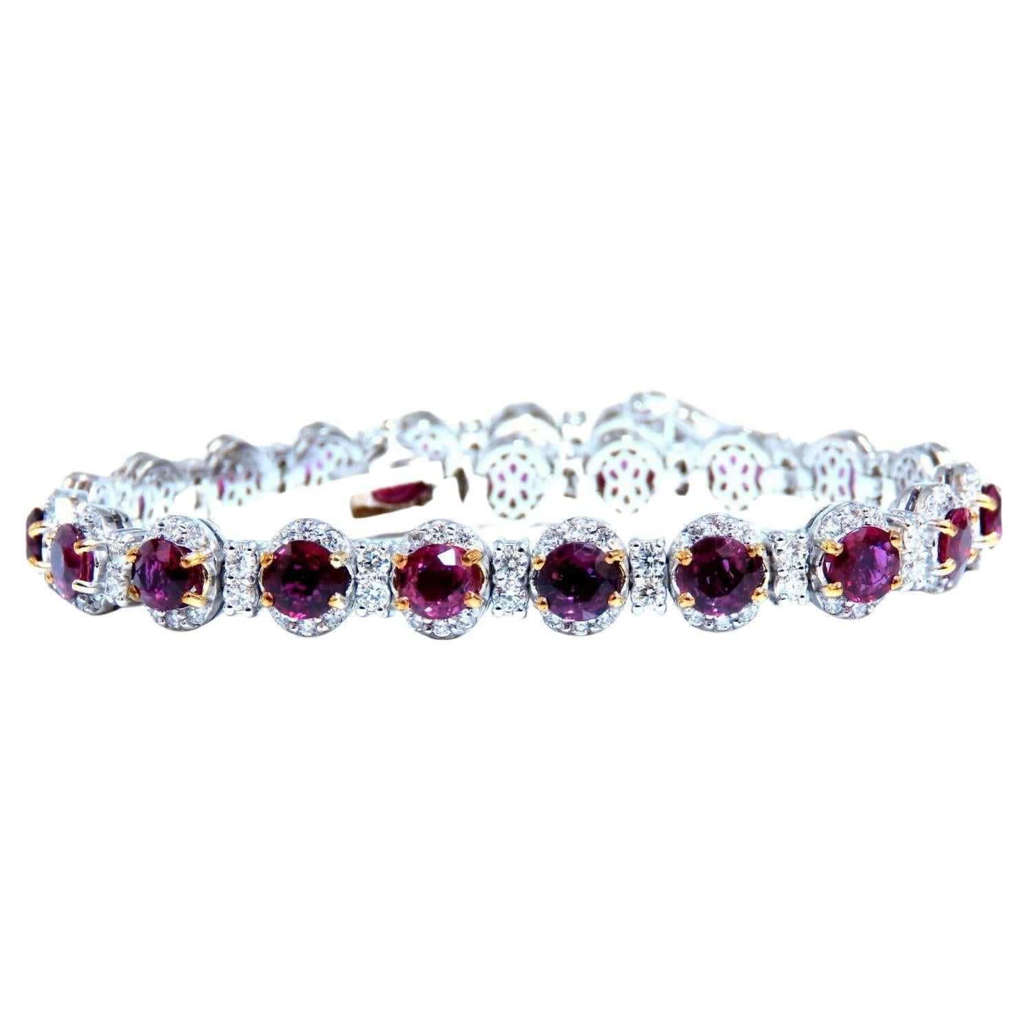 12ct Natural Ruby Diamonds Bracelet 14kt For Sale