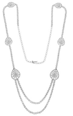 12ct of VS1 Diamond Two Tier Necklace in 18 Kt White Gold 44gm Opera