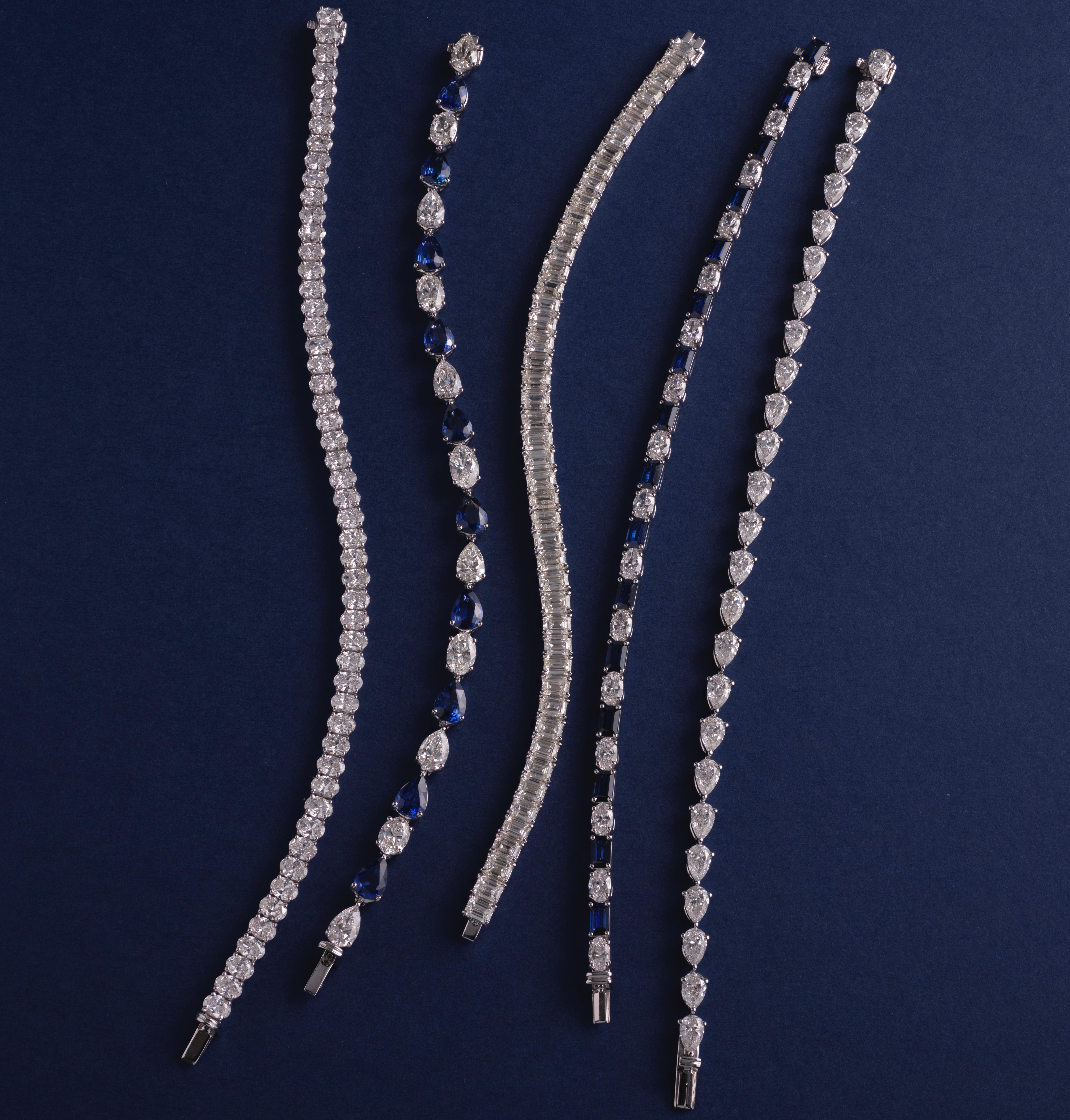 Taille ovale Bracelet tennis avec diamants ovales 12 carats en vente