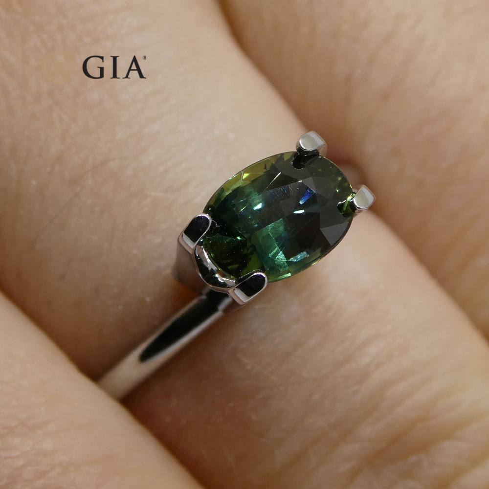 1.2 Carat Oval Teal Blue Sapphire GIA Certified Australian For Sale 6