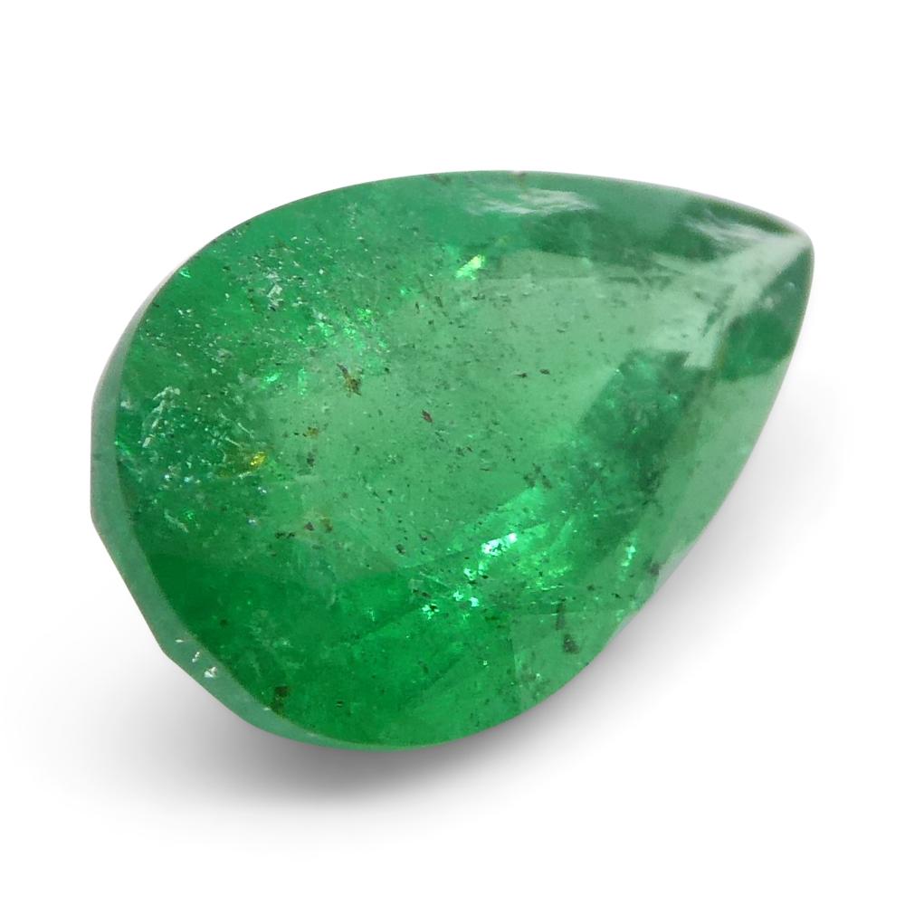 1.2ct Pear Shape Green Emerald from Zambia For Sale 9