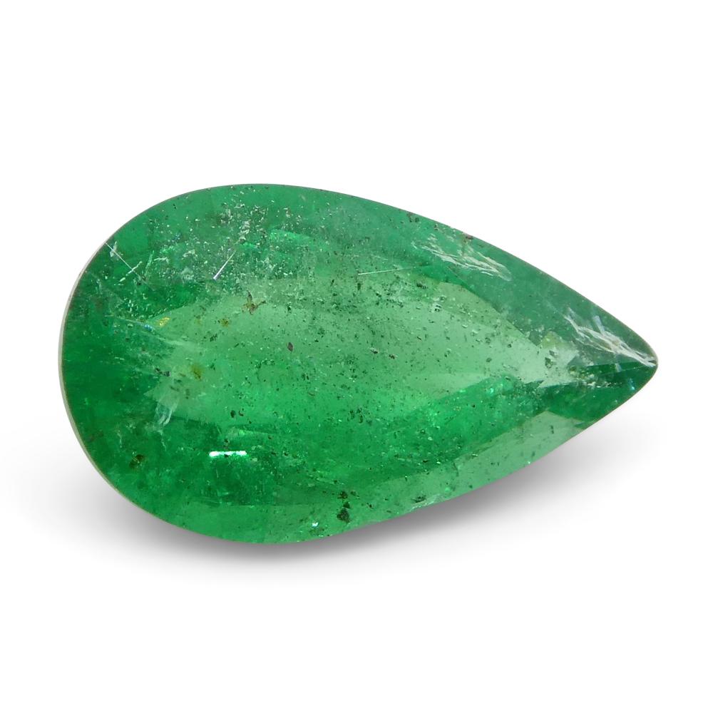 1.2ct Pear Shape Green Emerald from Zambia For Sale 10