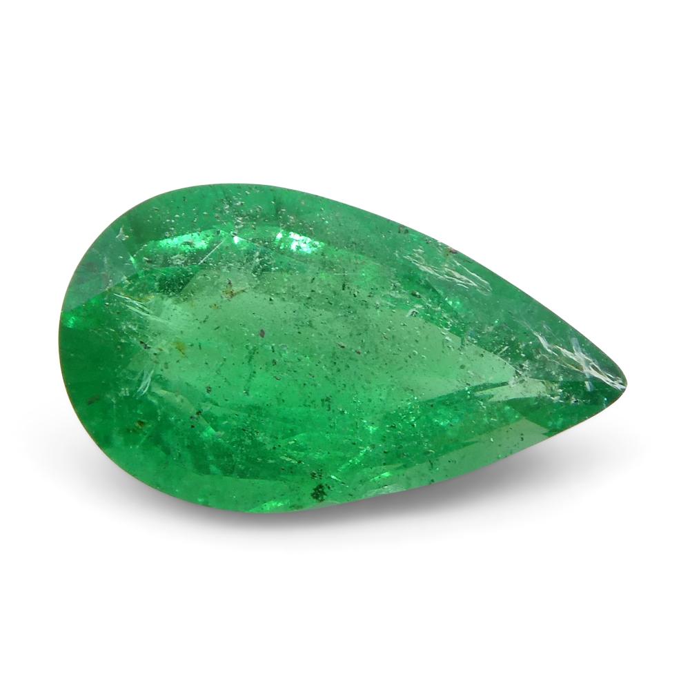 1.2ct Pear Shape Green Emerald from Zambia For Sale 11