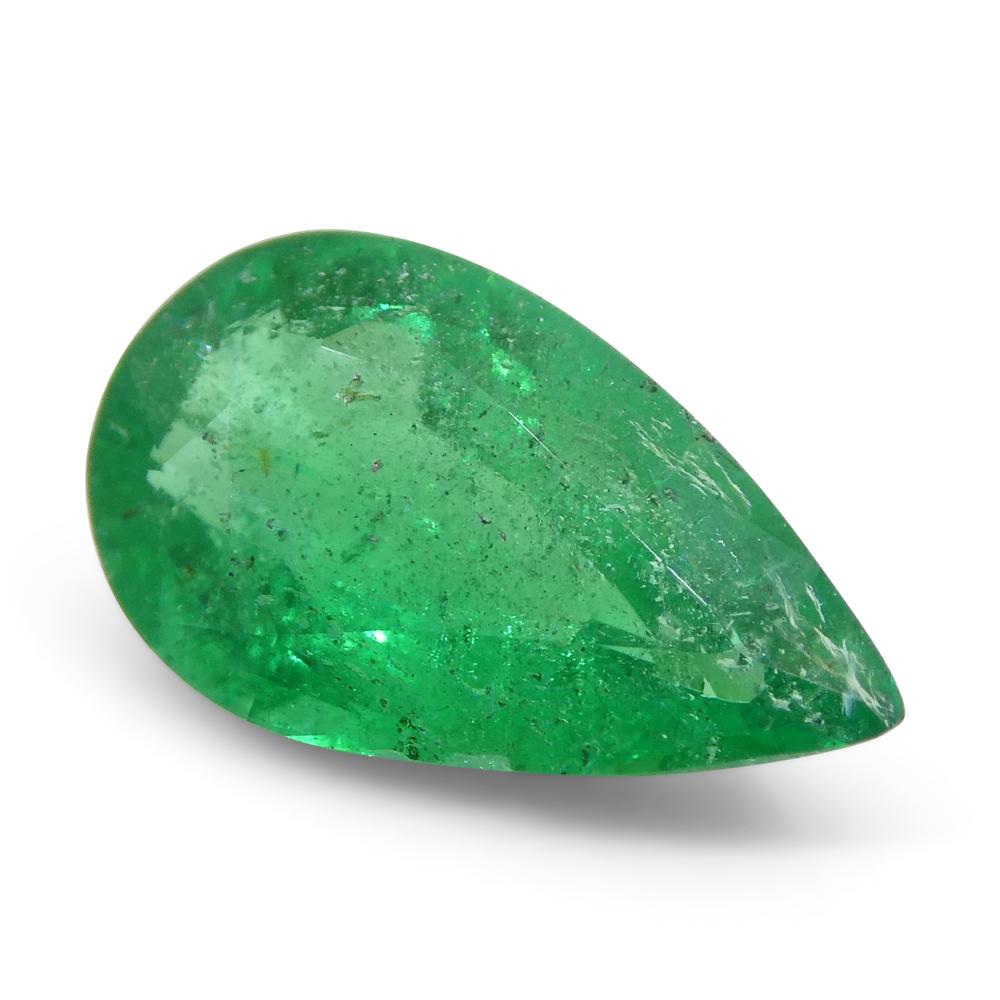 1.2ct Pear Shape Green Emerald from Zambia For Sale 2