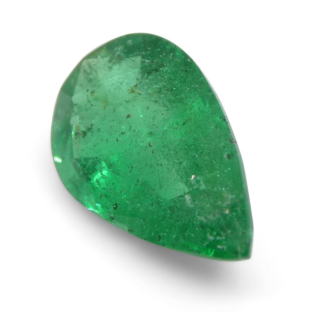 1.2ct Pear Shape Green Emerald from Zambia For Sale 3