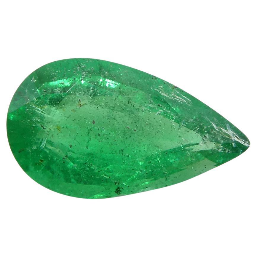 1.2ct Pear Shape Green Emerald from Zambia For Sale