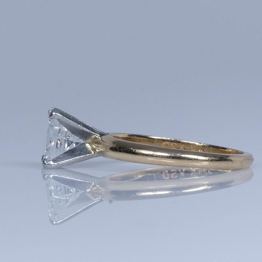1.2ct Princess Cut Diamond Solitaire Engagement Ring 14K IGI included In Good Condition In Addison, TX