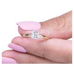 1.2ct Princess Cut Diamond Solitaire Engagement Ring 14K IGI included