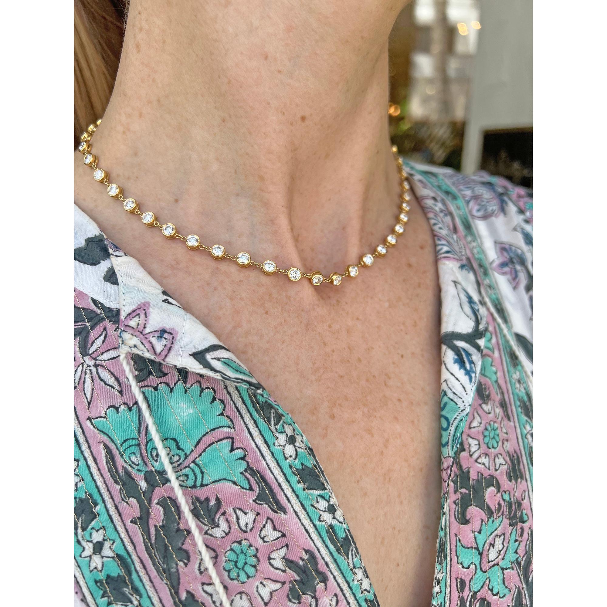 Collier à chaîne avec diamants ronds et brillants de 12 carats Unisexe en vente